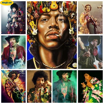 J-Jimi Hendrix 5D Diamond Tapybos Roko Žvaigždės Portretas 