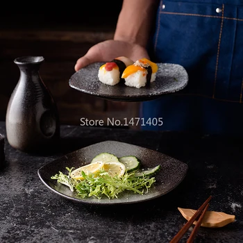 Retro Japonų Kūrybos Plokštė Keturių Kampe Seklių Plokštė Namų Asmeninį Vakarienė Plokštės Keramikos Plokštės Šaltas Daržovių Plokštė