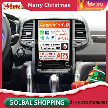 Qualcom 665 Android 11 Tesla Stiliaus Renault Koleos/Megane 4 Automobilių GPS Navigacijos Stereo HeadUnit Multimedia Player Carplay 4G