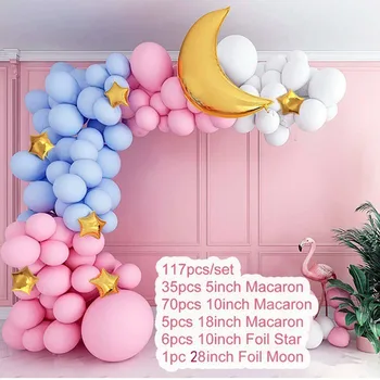 Maca rožinis mėlynas balionas grandinės nustatyti gimtadienio prekių big moon atmosfera apdailos reikmenys