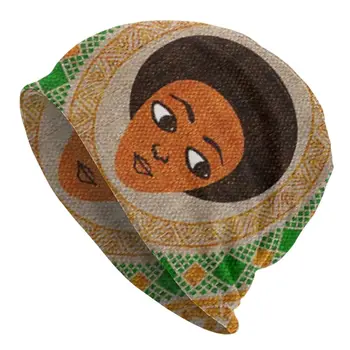 Į Habesha Variklio Dangčio Skrybėlės Gatvės Megztos Kepurės Moterims, Vyrams, Žiemą Šilta Etiopijos Meno Skullies Beanies Kepurės