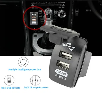 Universalus Automobilinio Įkroviklio Lizdas Dual USB jungtys 3.1 Auto Adapteris Vandeniui atsparus Dulkėms Telefono Įkroviklį 