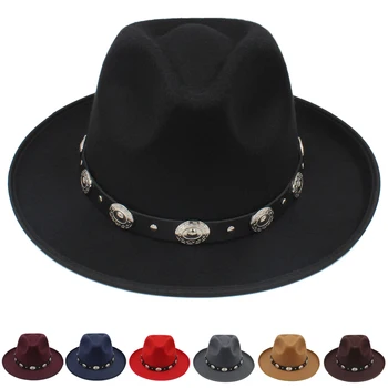 Vyrų, Moterų, Vilnonių Panamos Skrybėlės, Plačios Kraštų Fedora Kepurės Trilby Sunhat Klasikinio Retro Šalies Street Style Kelionės Dydis US 7 1/4 UK L