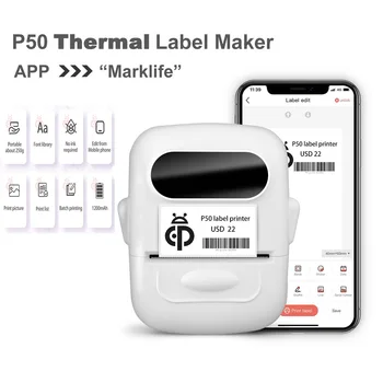 Label Maker Mašina P50 Kišenėje Labeler Nešiojamų Terminis Lipdukas Spausdintuvo belaidžio ryšio BT Jungtis Suderinama su 
