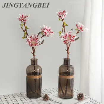 3 Galvutės, Nekilnojamojo Touch Magnolija Netikrą Gėlės Dirbtinės Flores Kambario Dekoro Fores Apdailos Namų Chambre