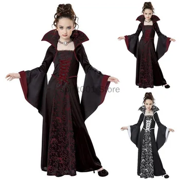 Helovyno Cosplay Ragana, Vampyras Kostiumas Vaikams Mergaitėms Disfraz Karnavalas puošniai Apsirengti Šalies Mujer Vaikų Veiklos Drabužiai
