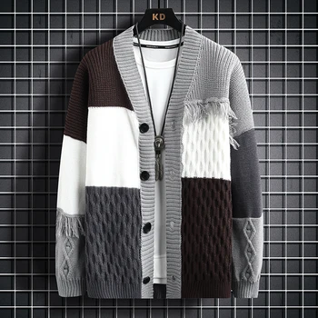Vyriški aukštos kokybės atsitiktinis cardigan megztinis Striukės/Vyrų slim fit mados V-kaklo Džemperis Paltai Vyras korėjos stiliaus Megztiniai 3XL-M