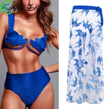MUOLUX Naujas Mados Bikini Rinkiniai, Mėlyną maudymosi Kostiumėliai Moterims Padengti Iki maudymosi kostiumėlį Moteris 2023 Padengti Iki Bikinio Prabangos Dizaineris Paplūdimys