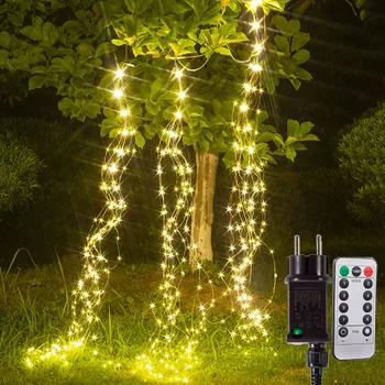 3IN1 600 LED Firefly Krūva Žibintai Medžio Šaką Vynuogių Šviesos Lauko Varinių kabelių Krioklys Styginių Šviesos Kalėdų Pasakos Šviesos
