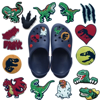 1-50 Gyvūnų dinozaurų serijos PVC Croc animacinių filmų batai dekoratyvinis sagtis sodo sandalai reikmenys, priedai, didmeninė