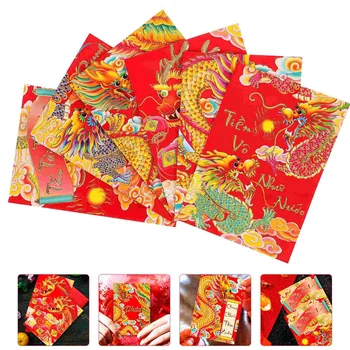 Dragon Popieriaus Raudona Paketai Paketas Kinų Naujieji Metai Tradicinio Kišenėje Vokai 2024 Sėkmės Pinigų Maišas, Dekoratyvinis