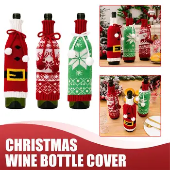 Kalėdų Santa Megzti Vyno Butelis Atveju Briedžių Sniego Raudonojo Vyno, Šampano Butelis Medžiaga 2023 Linksmų Kalėdų Dekoro Laimingų Naujųjų Metų
