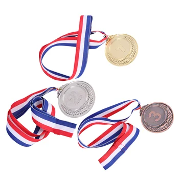 3pcs Metalo Sudarymo Medaliai su Kaklo Juostelės Wheats Nugalėtojas Medalis už Sporto Žaidimai Konkursas (Aukso, Sidabro, Bronzos)