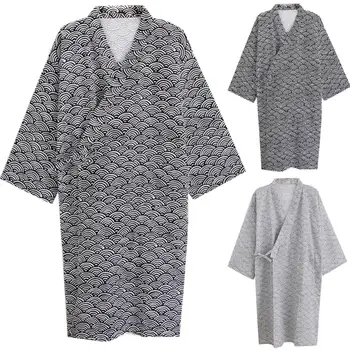 Vyrų Mados Spausdinimo Kimono Skraiste Sleepwear Pižamą Prarasti Vidurio Ilgio Chalatas