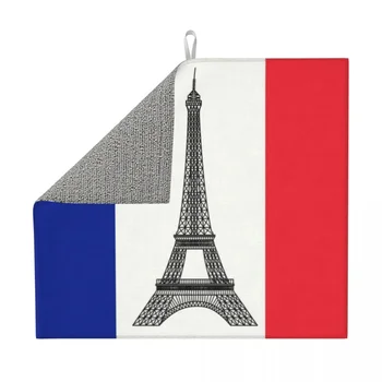Prancūzijos Vėliava Indų Džiovinimo Pagalvėlės Užsakymą Absorbentas Prancūzijos La Tour Eiffel Mikropluošto Greitai Sausas Drainer Kilimėliai