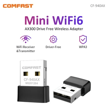 COMFAST AX300 WiFi6 Mini Adapteris 2.4 G 300Mbps Tinklo plokštė 802.11 ax USB WiFi6 Raktą Vairuotojo Nemokama WPA3 PC/Laptop Laimėti 8/10/11